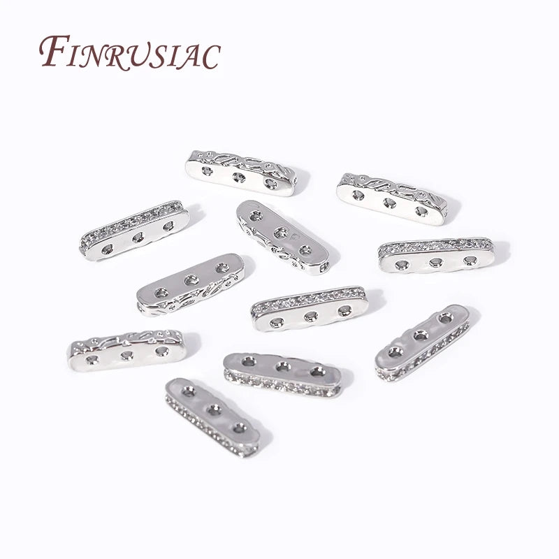 18K Gold Plated Zircon 3-Hole Bead Spacer Bar Separators DIY Bead Spacer Bars P3