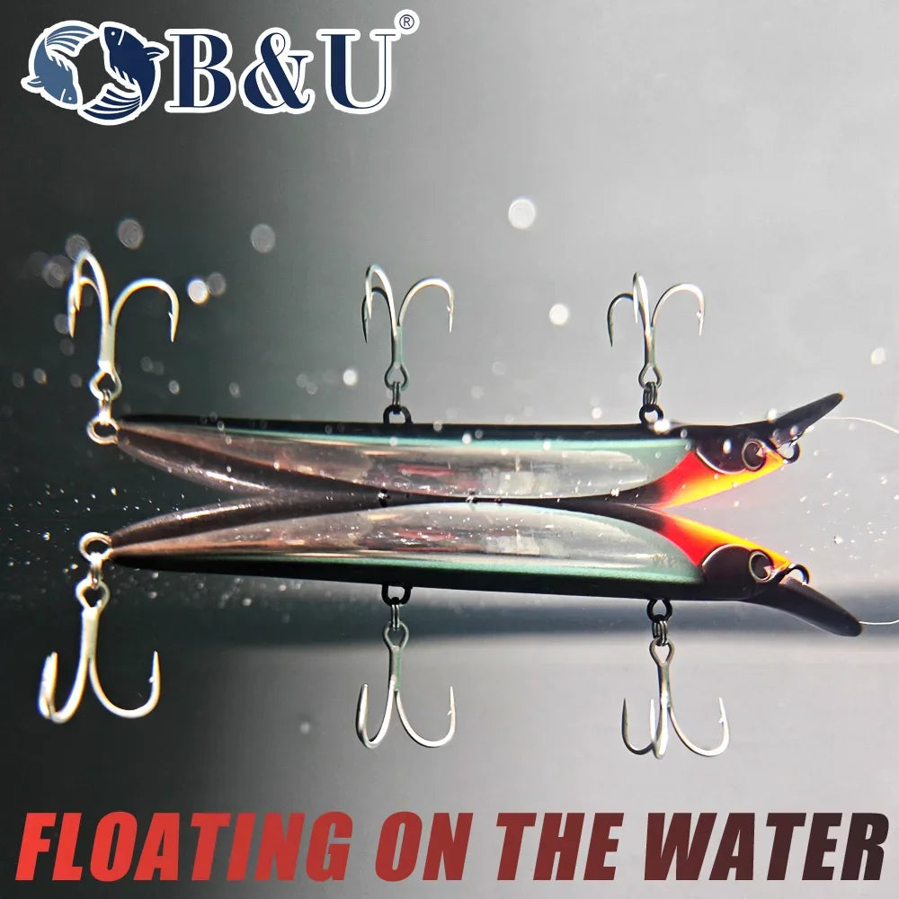 B&U 130mm Floating Minnow Lure – Saltwater Jerkbait Wobbler Fishing Lure P3