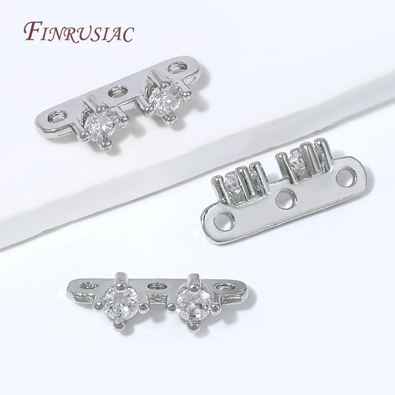 18K Gold Plated CZ 3-Hole Spacer Bar Connector | DIY Jewelry Jewelry Connector Finding P3