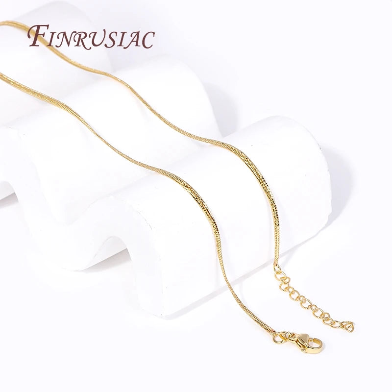 18K Gold Plated Blade Snake Chain Necklace | Brass Unisex Chain Necklace P3