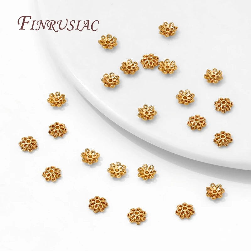 18K Gold Plated Brass Flower Bead Caps 5.5mm | DIY Jewelry Jewelry Bead Caps P3