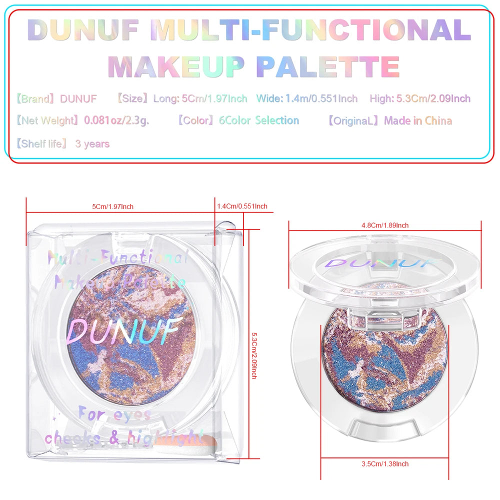 DUNUF Marbled Baked Highlighter Palette – Shimmer Contour Powder Highlighter Palette P3