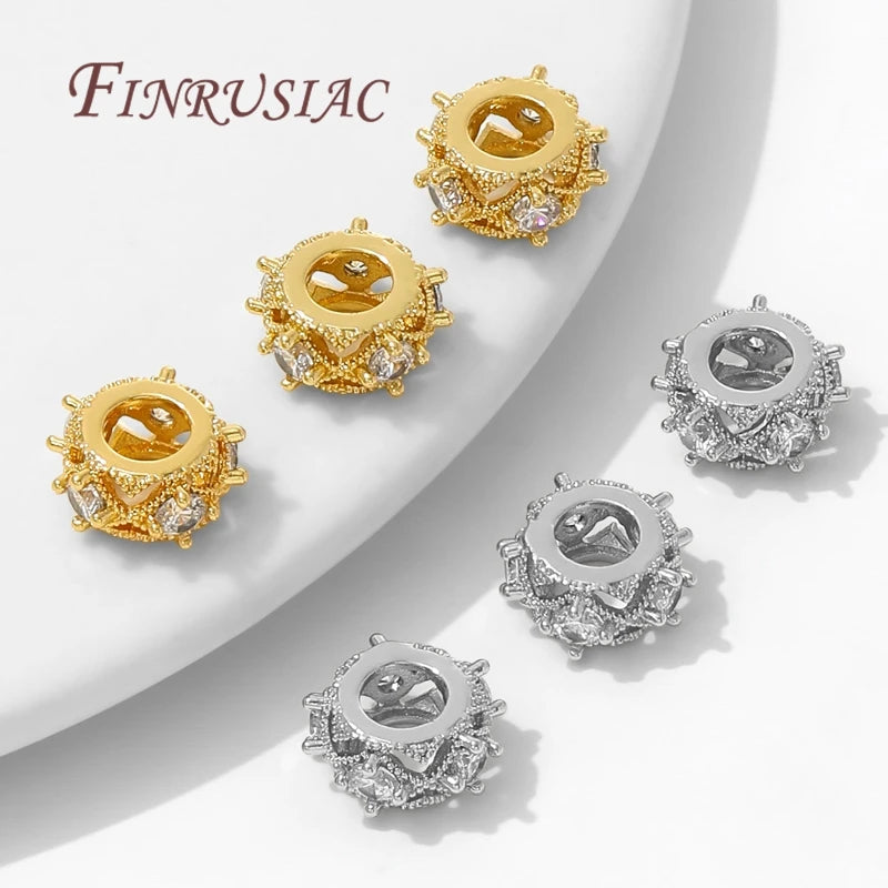 18K Gold Plated Zircon Round Spacer Beads – DIY Jewelry Making Jewelry Spacer Beads P3