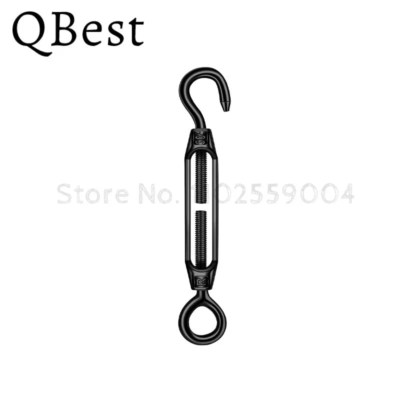 Black Stainless Steel Hook & Eye Turnbuckle Wire Tensioner M4–M8 Wire Turnbuckle Tensioner P3
