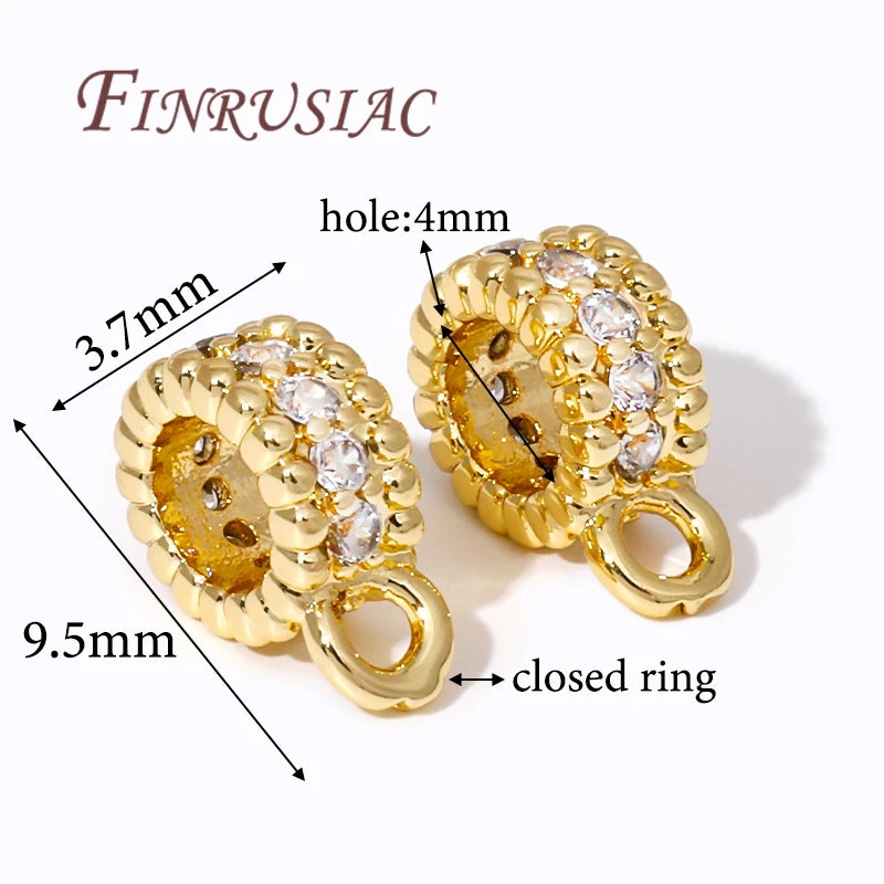 18K Gold Plated Zircon Pendant Bail Closed Ring – DIY Findings Jewelry Making Findings P3 18K Real Gold Plated 4 pieces