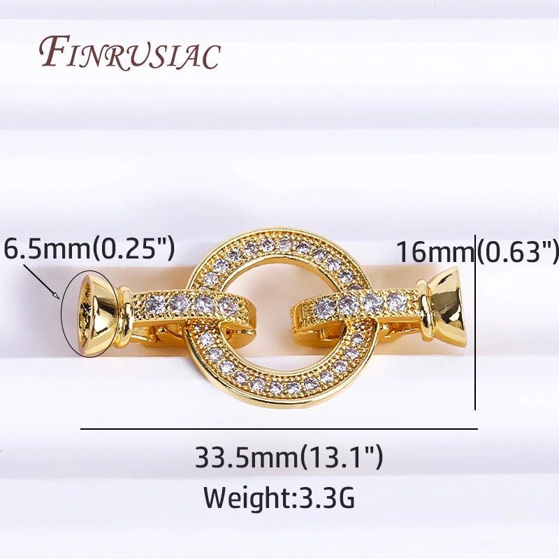 18K Gold Plated Zircon Bead Clasps – Pearl Jewelry Making Jewelry Clasp Findings P3 18K Real Gold Plated 1 Piece