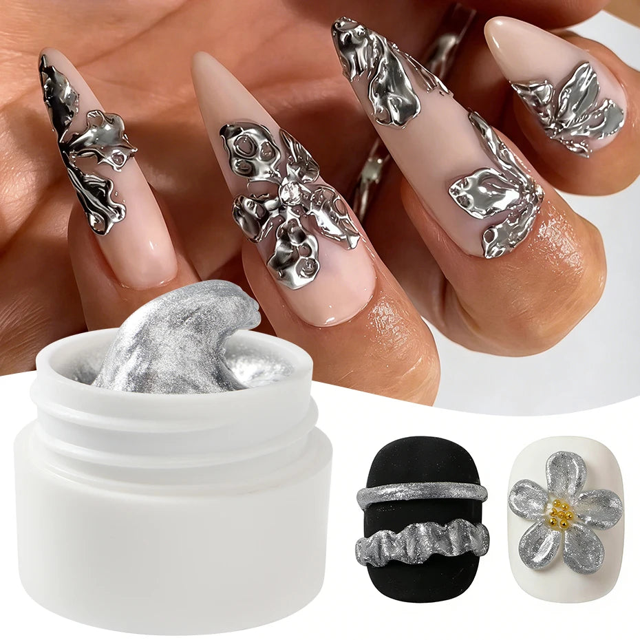 5g 3D Chrome Sculpting Gel – Gold & Silver UV Nail Builder Nail Builder Gel P3