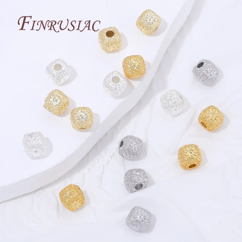 18K Gold Plated Brass Square Beads 5.5mm | DIY Jewelry Making Jewelry Making Beads P3