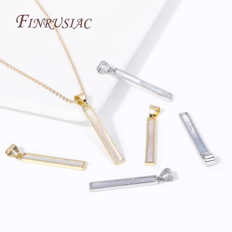 18K Gold Plated Rectangle Shell Pendant Charms | DIY Jewelry Jewelry Pendant Charm P3