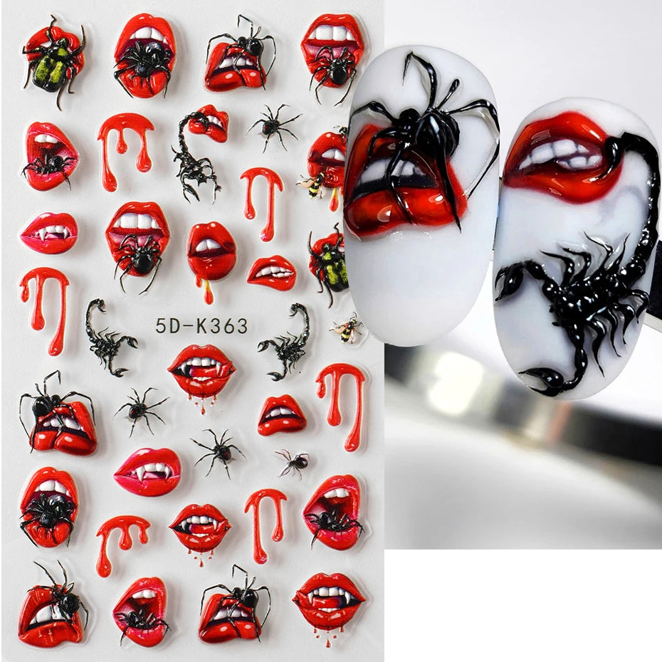 Halloween 3D Nail Art Stickers – Ghost Pumpkin Mummy 2 Sheets Nail Art Stickers P3