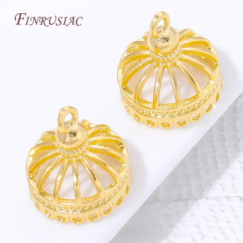 18K Gold Plated Filigree Dome Earring Caps | DIY Jewelry Findings Earring Bead Caps P3