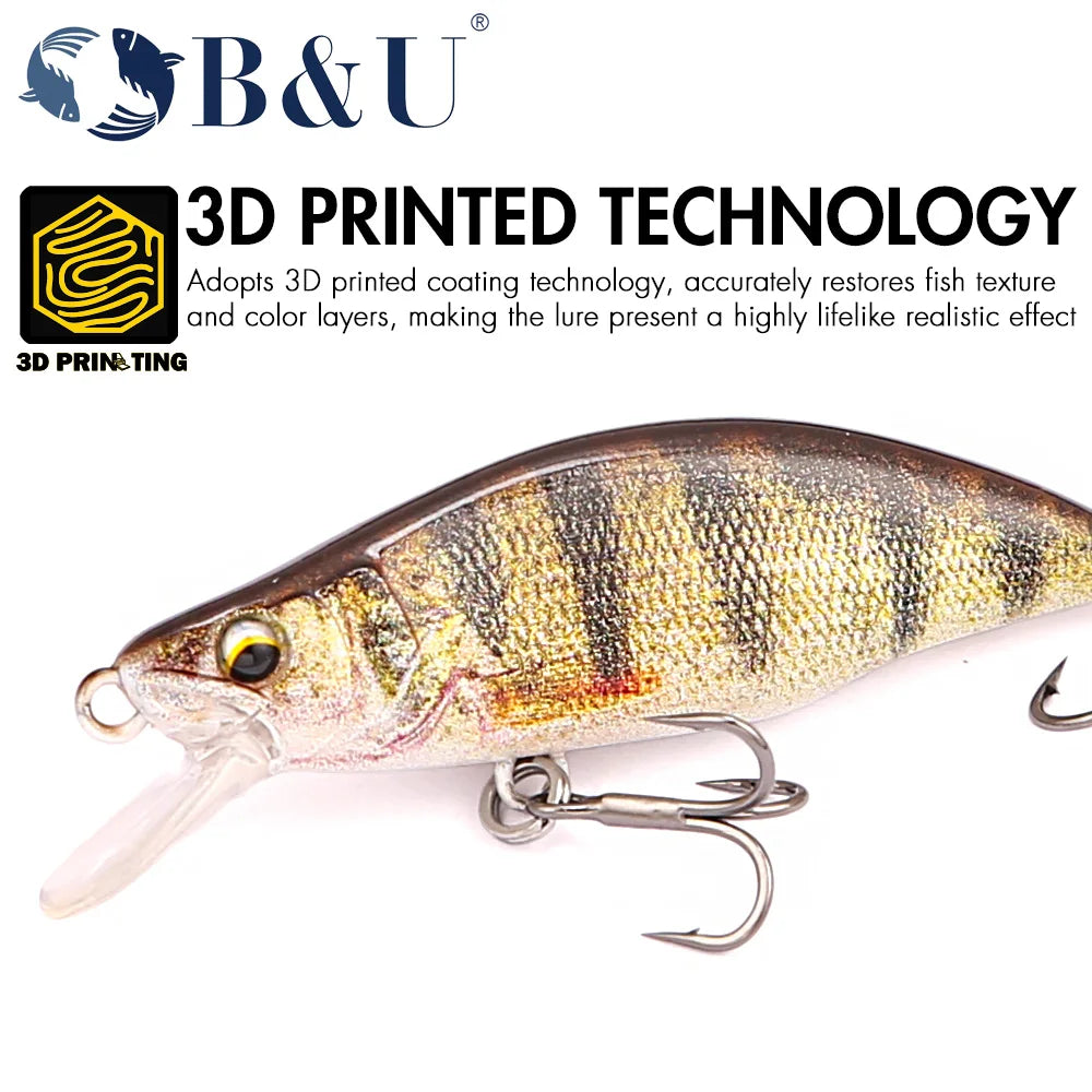 B&U Trout Pattern Sinking Minnow Lure – Bass Pike Trout Sinking Minnow Lure P3