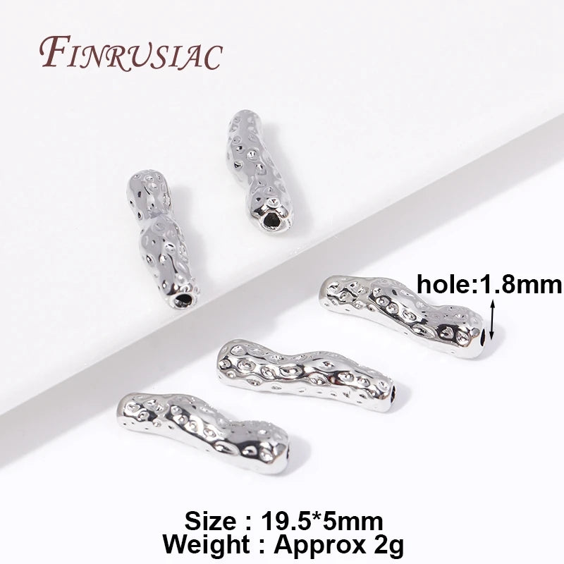 18K Gold Plated Brass Hollow Tube Spacer Beads | DIY Jewelry Jewelry Spacer Beads P3 Rhodium Plated 4 Pieces