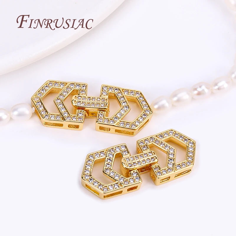 18K Gold Plated Zircon Pearl Clasp | DIY Jewelry Findings Jewelry Clasp Findings P3