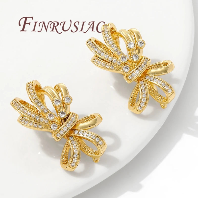 18K Gold Plated Pearl Necklace Clasp | Brass Zircon Connector Jewelry Clasp Connector P3
