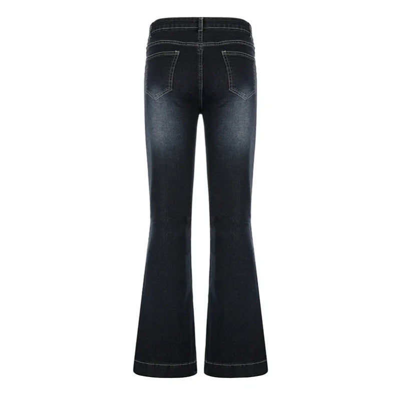 PTKPCC Women's Y2K Flare Jeans – Low Rise Vintage Streetwear Flare Denim Jeans P3