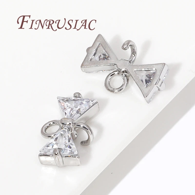 18K Gold Plated CZ Crystal Bowknot Charm Connectors | DIY Jewelry Jewelry Charm Connectors P3