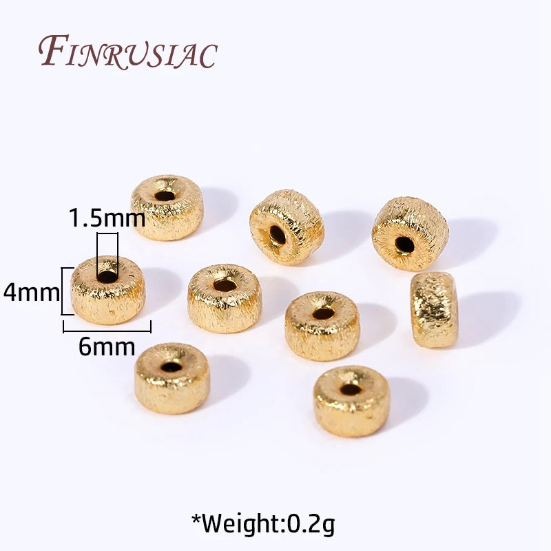 18K Gold Plated Brass Frosted Wheel Spacer Beads 6x4mm DIY Jewelry Spacer Beads P3 18K Gold Plated-6MM 20 pcs