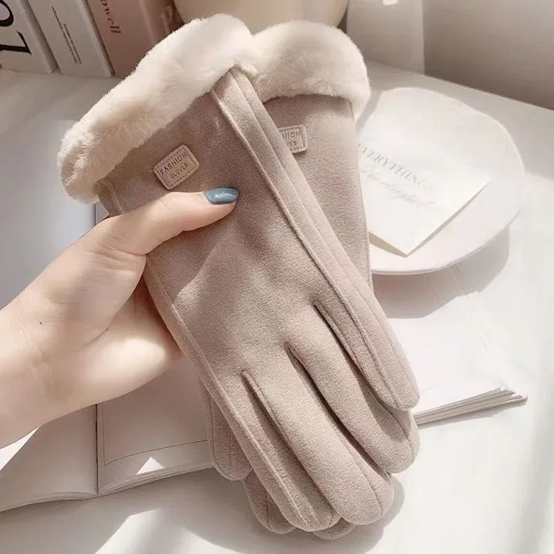 Women's Winter Touchscreen Gloves – Warm Thick Thermal Mittens Winter Thermal Gloves P3 Beige One Size