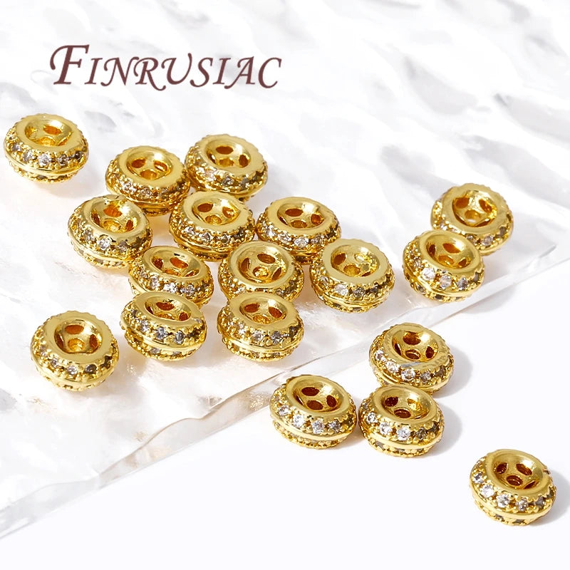18K Gold Plated Brass Zircon Spacer Beads – DIY Jewelry Making Jewelry Spacer Beads P3