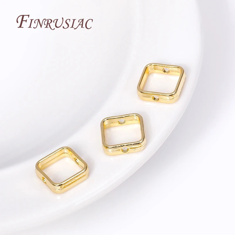 18K Gold Plated Square Spacer Beads for DIY Bracelet Jewelry Jewelry Spacer Beads P3