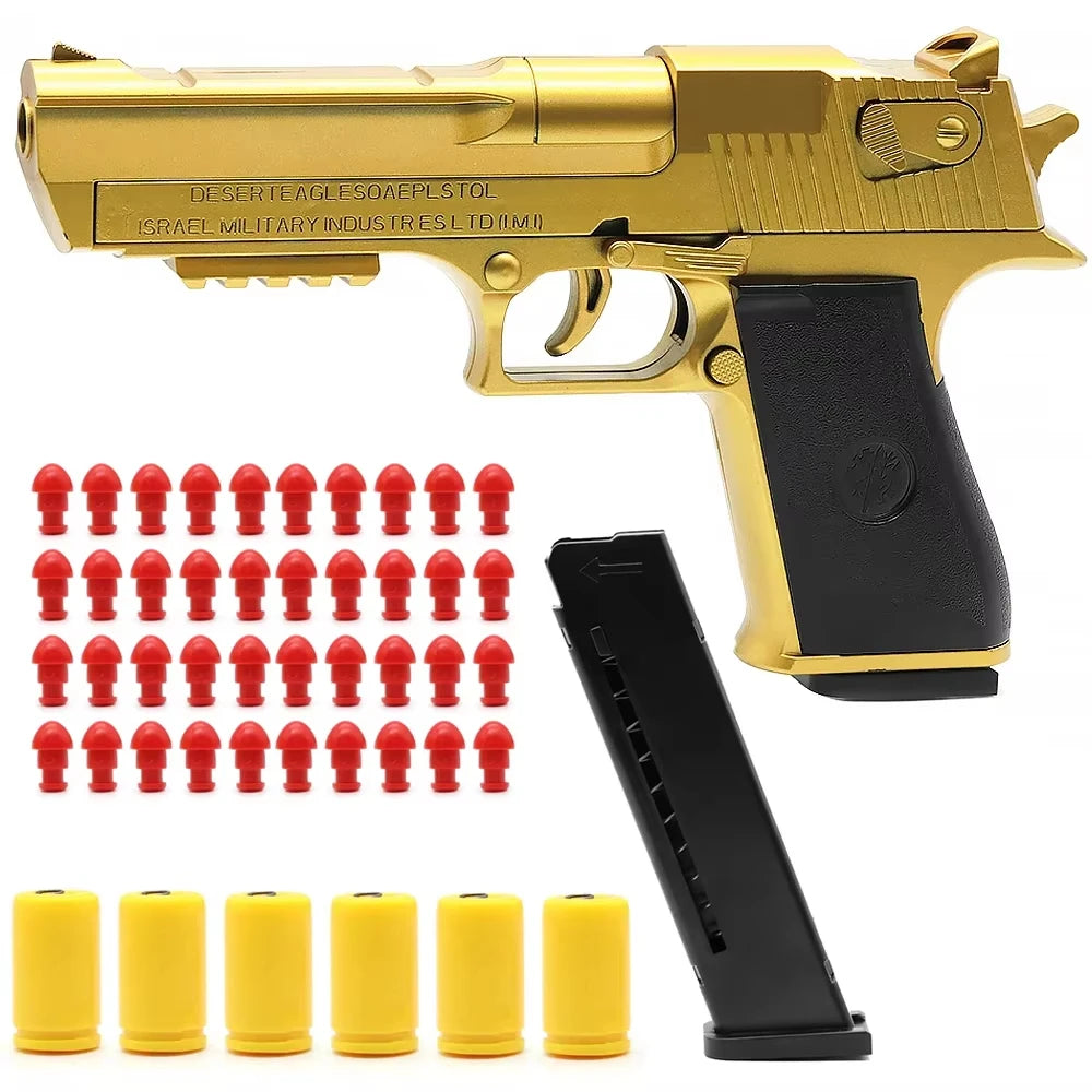 Desert Eagle Toy Gun Gold – Shell Ejecting Soft Bullet Blaster Toy Blaster Gun P3
