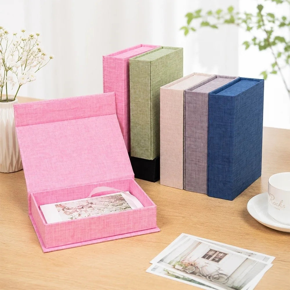 Linen Fabric Photo Storage Box – Flip Lid & Magnetic Close Fabric Storage Box P3
