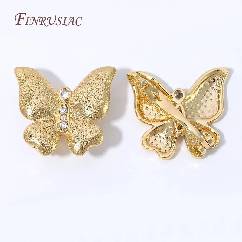 18K Gold Plated Butterfly Bracelet Clasp with Zircon | DIY Jewelry Clasp Finding P3