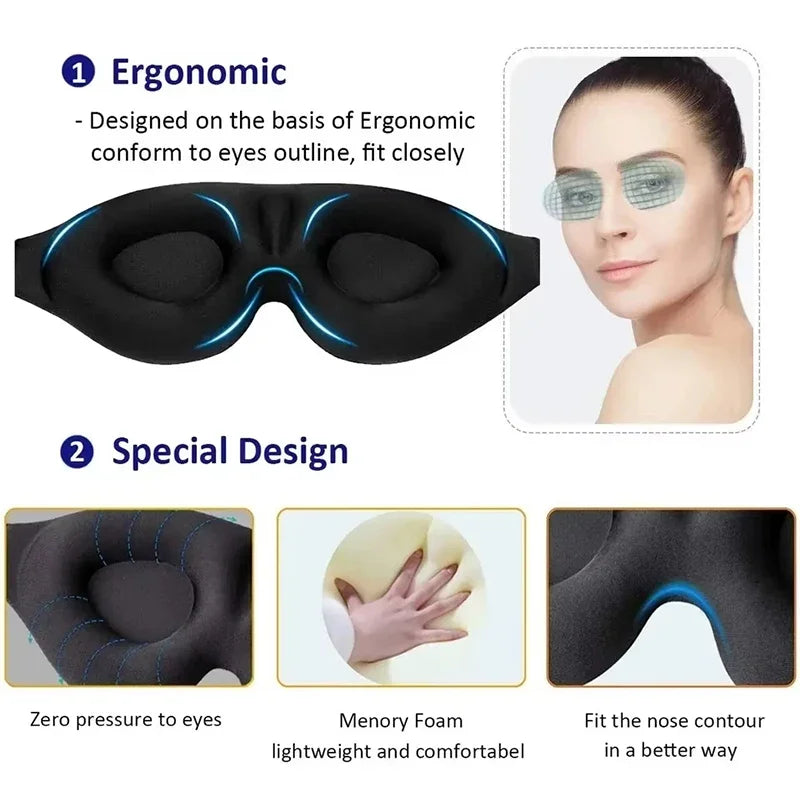 3D Sleep Eye Mask – Light Blocking, Breathable & Adjustable Sleep Eye Mask P3