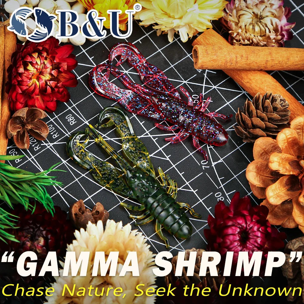 B&U Soft Craw Shrimp Lures – Amino Acid Scented Bass Bait 6pk Soft Plastic Lure P3