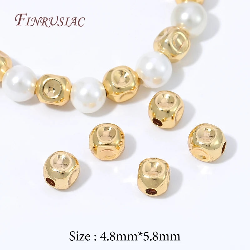 18K Gold Plated Spacer Beads | Brass Crushed Beads 10/20Pcs Jewelry Spacer Beads P3 18K Real Gold Plated 20 pcs