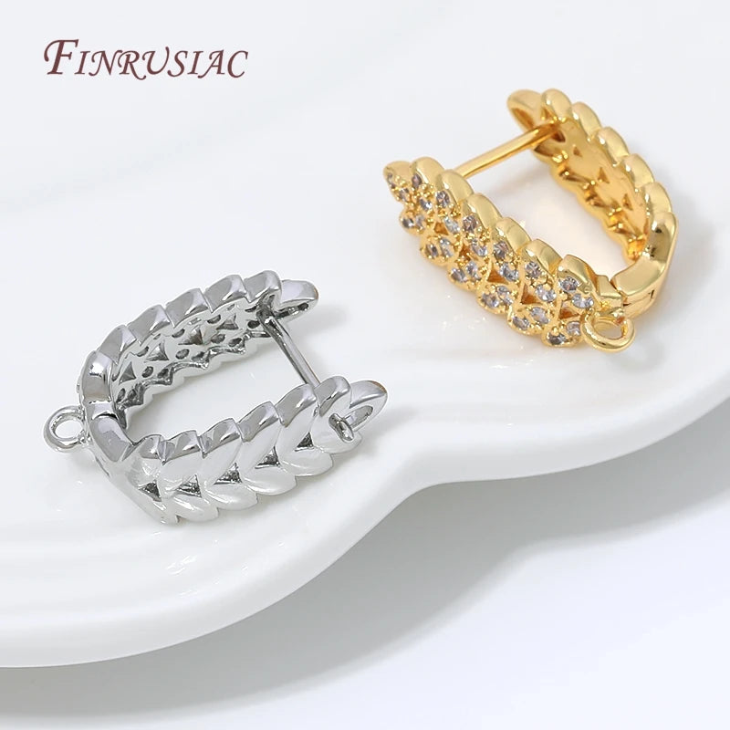 18K Gold Plated CZ Huggie Hoop Earring Clasp – DIY Findings Earring Jewelry Findings P3