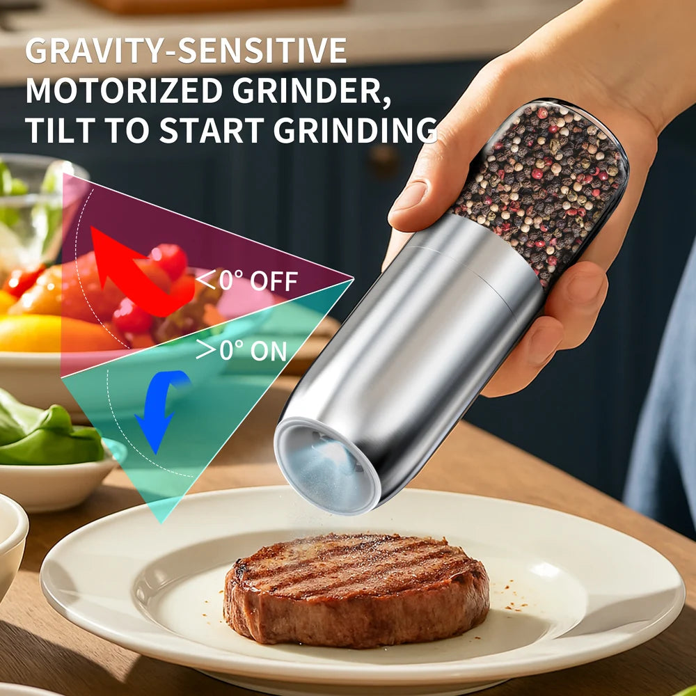 CLITON Automatic Salt & Pepper Grinder Set | LED & Gravity Salt & Pepper Mill P3