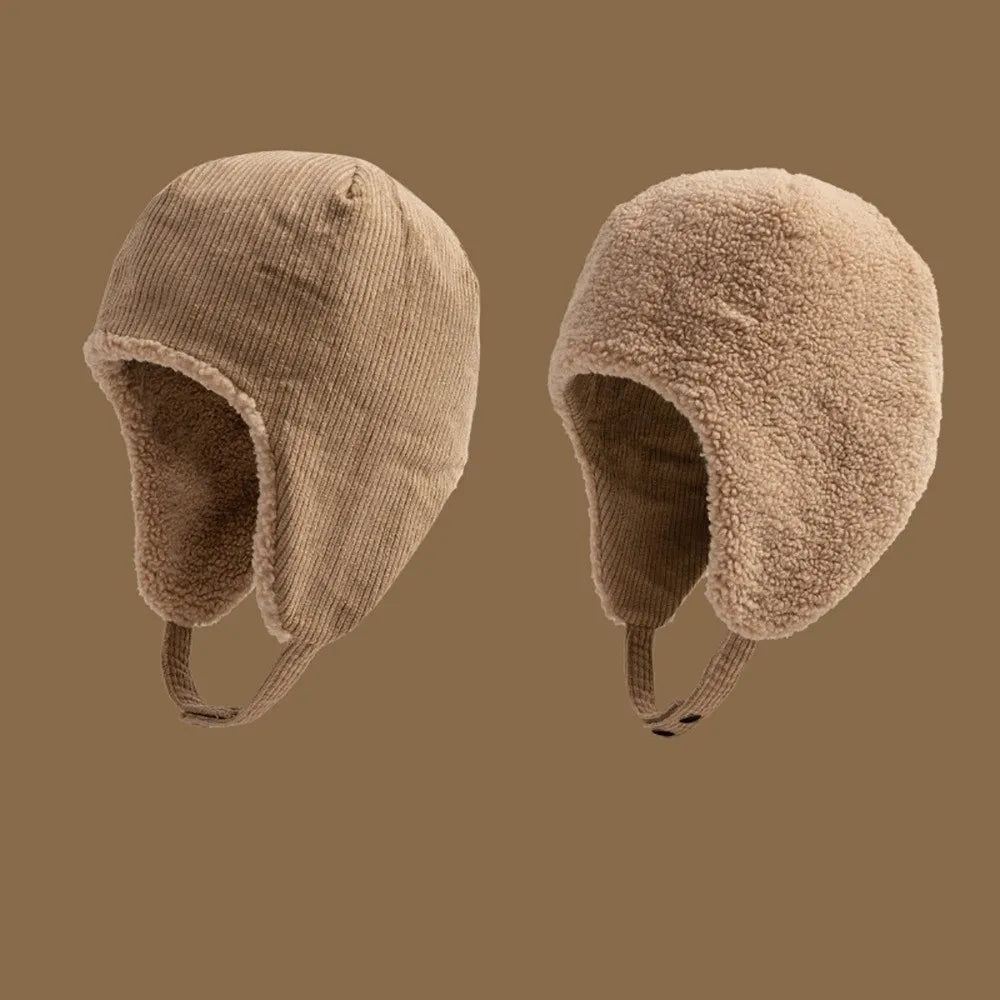 Windproof Winter Ear Flap Hat – Warm Lamb Fleece Bomber Cap Winter Ear Flap Hat P3