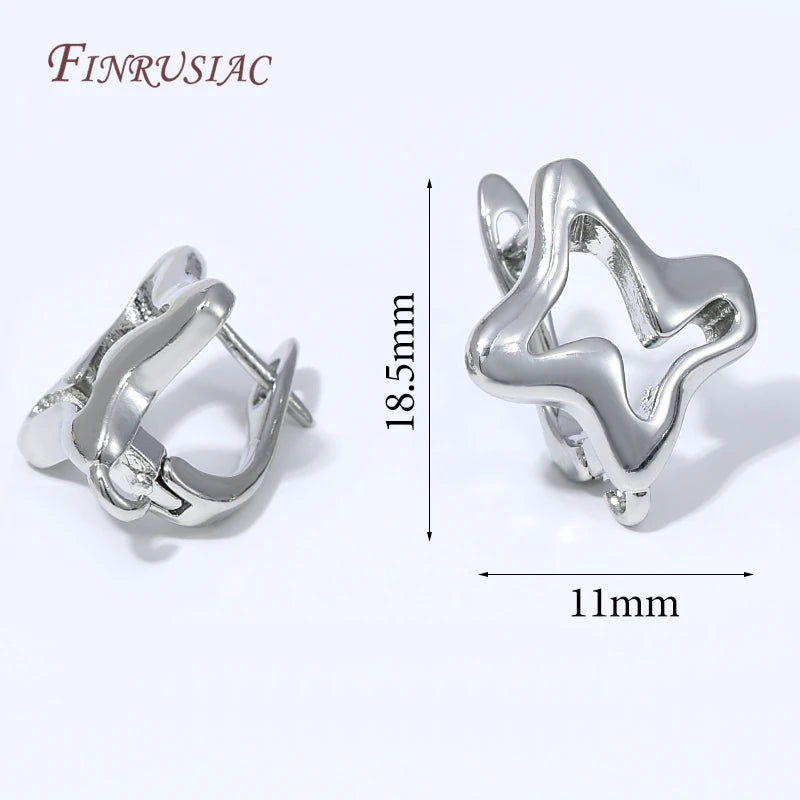 18K Gold Plated Ear Wire Hooks – Heart Star Oval Earring Findings Earring Findings P3 Rhodium Plated 2 pairs