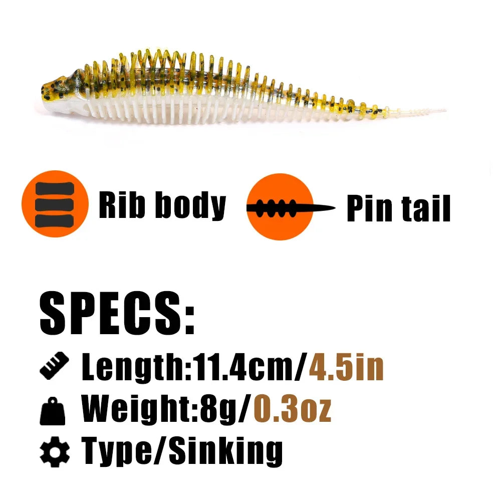 B&U 5-Pack 11.4cm Senko Wacky Worm Soft Bait – Bass & Perch Soft Fishing Lure P3