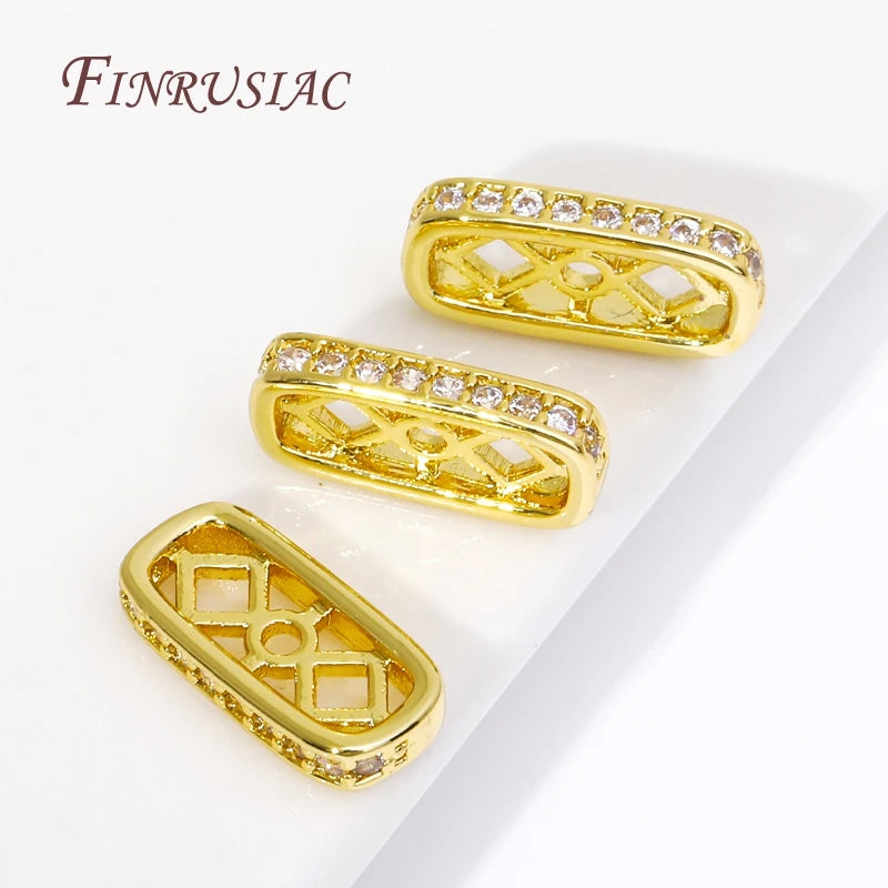 18K Gold Plated Zircon Rectangle Spacer Beads | DIY Jewelry Jewelry Spacer Beads P3