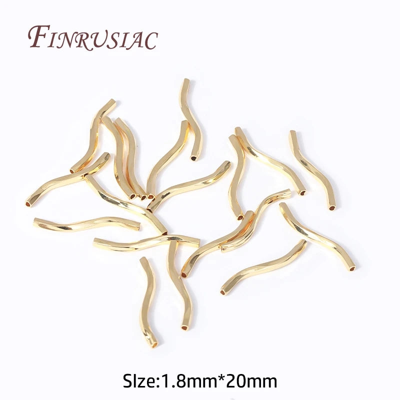 18K Gold Plated Wavy Tube Spacer Beads 1.8x20mm – DIY Jewelry Jewelry Spacer Beads P3 18K Real Gold Plated 60 Pieces