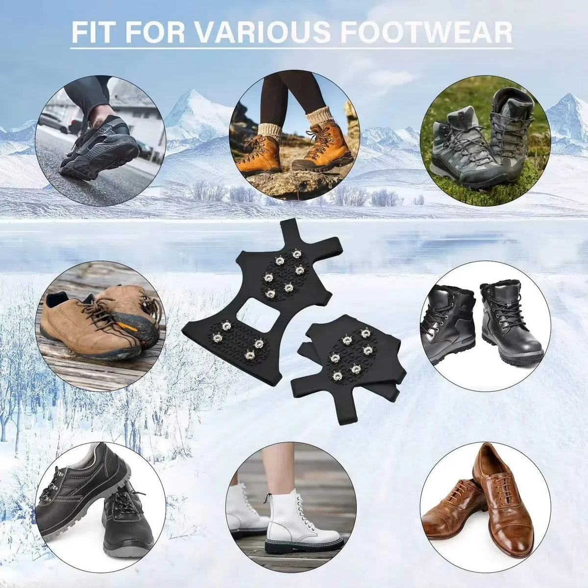 10-Tooth Anti-Slip Crampons | Ice & Snow Shoe Traction Grips Ice Cleat Crampons P3