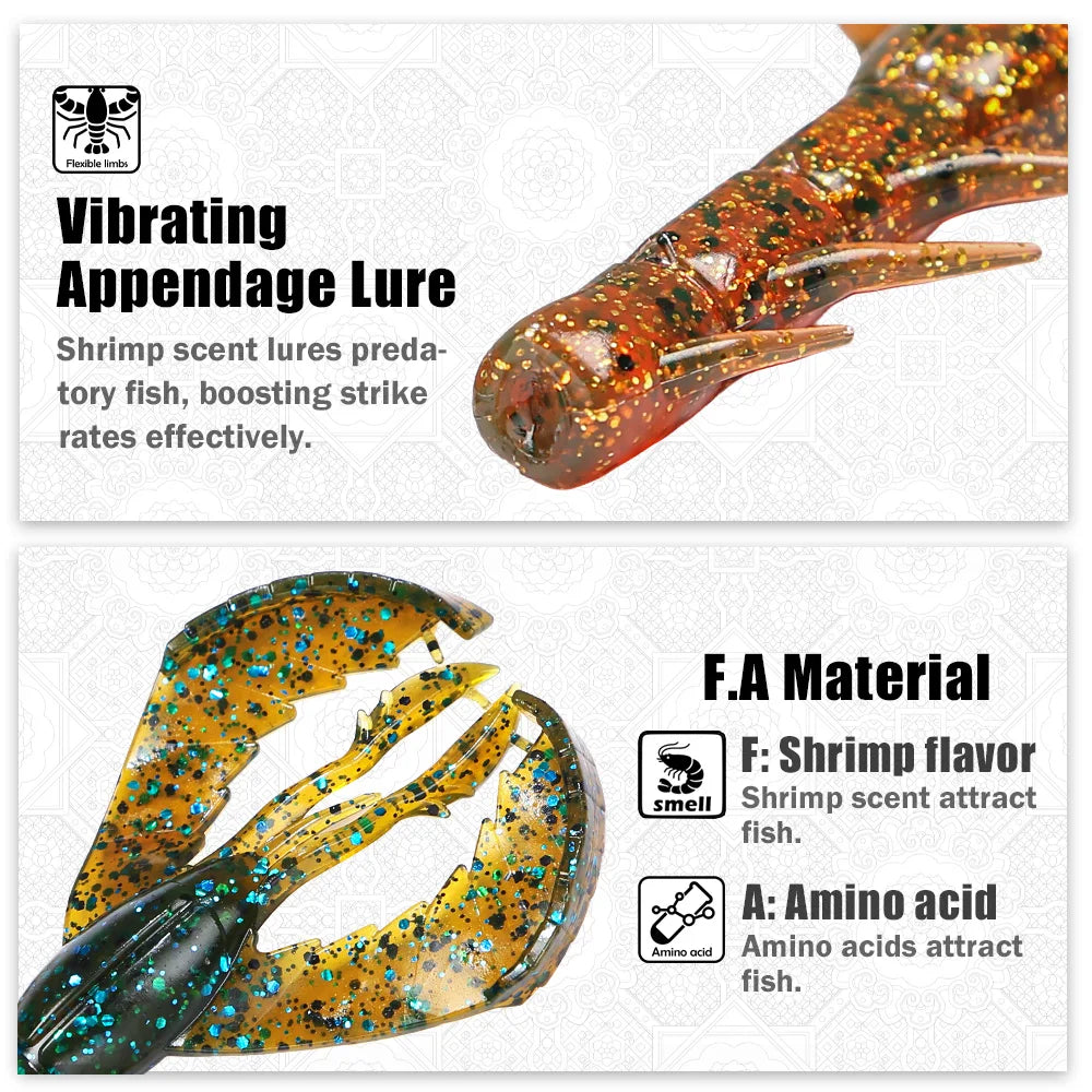 B&U Craw Shrimp Soft Plastic Fishing Lures – Bass Pike 4pk Soft Plastic Lure P3