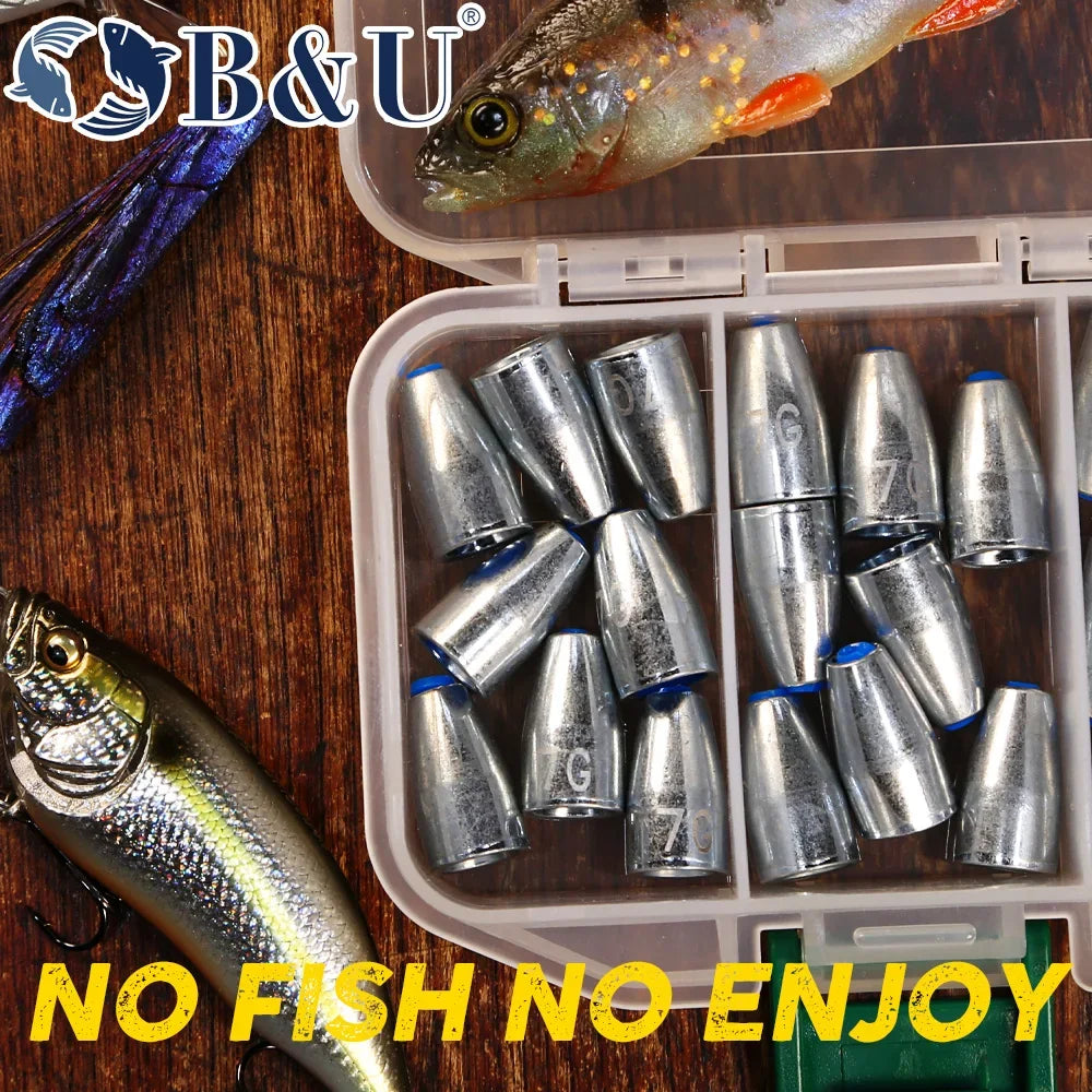 B&U 10-Pack Bullet Sinkers – Texas & Carolina Rig Weights Fishing Sinkers P3