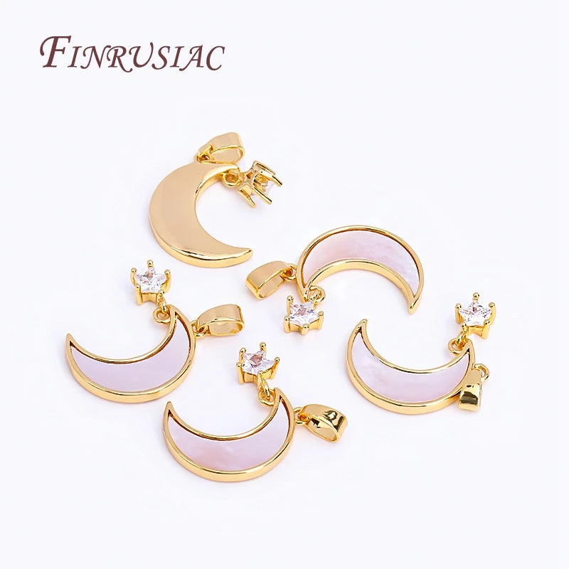 18K Gold Plated Zircon Star Shell Moon Pendant Charm for DIY Jewelry Pendant Charm P3
