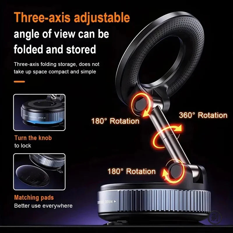 Magnetic Car Phone Holder | 360° Rotation & Vacuum Suction Car Phone Mount P3