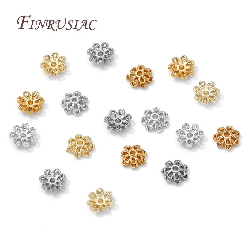 18K Gold Plated Brass Flower Bead Caps 5.5mm | DIY Jewelry Jewelry Bead Caps P3