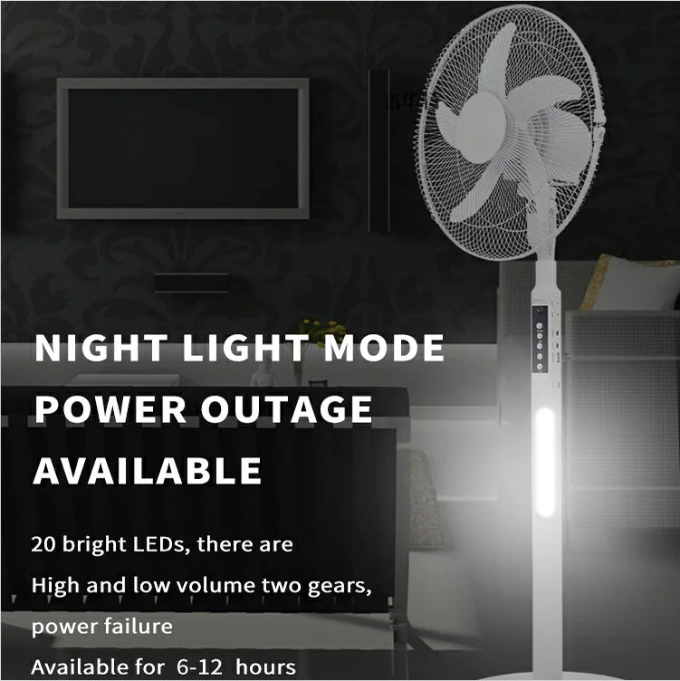 16-Inch Solar Rechargeable Floor Fan with LED Light & Remote Solar Standing Fan P3