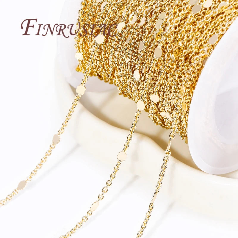 14K Gold Plated Sequins Cable Chain – DIY Jewelry Making Jewelry Making Chain P3