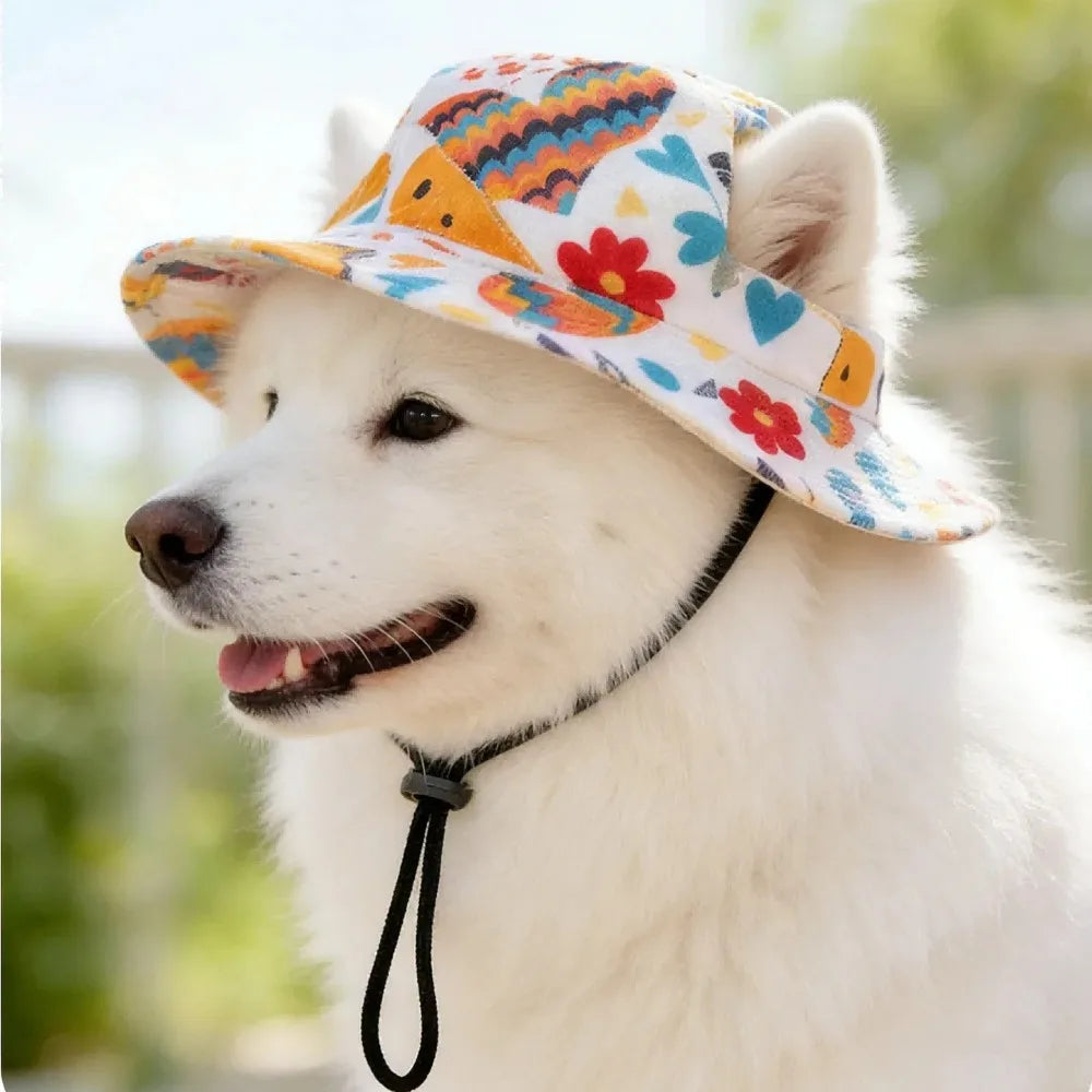 Adjustable Dog Sun Hat – Cute Print Cap for Puppies & Pets Pet Hat P3