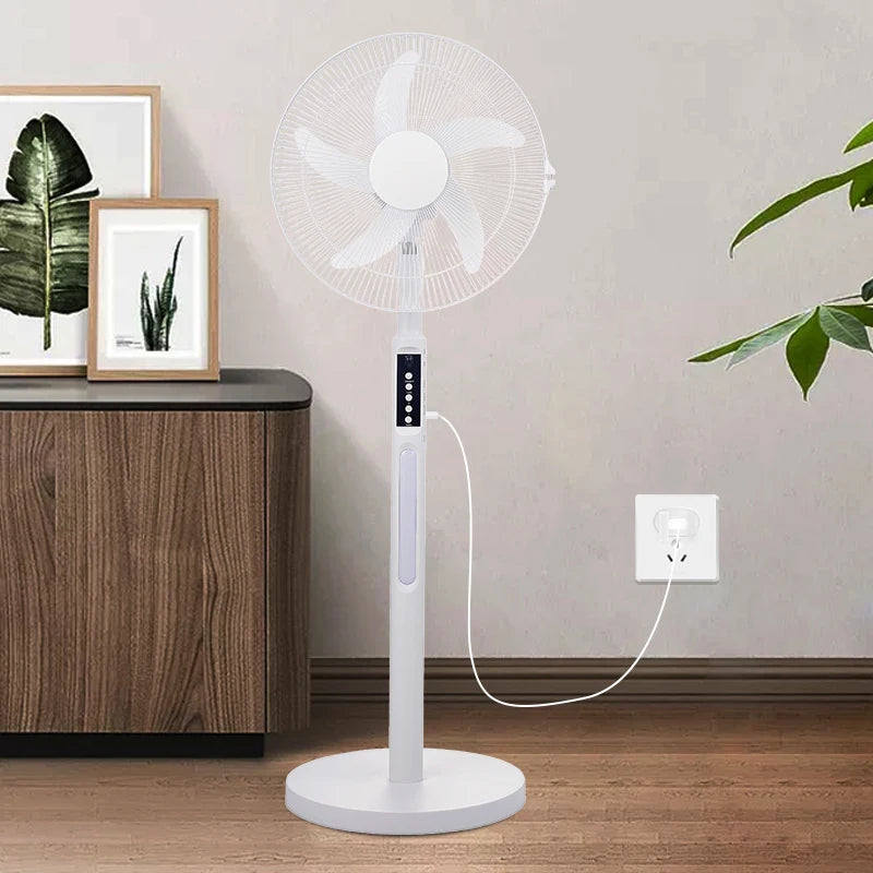 16-Inch Solar Rechargeable Floor Fan with LED Light & Remote Solar Standing Fan P3 Default Title