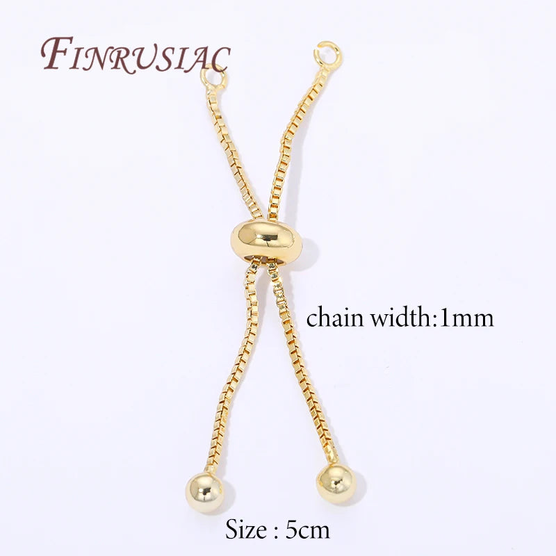 18K Gold Plated Box Chain Bracelet Extender – Slider Beads Bracelet Extender Chain P3 18K Gold Plated 5 pieces