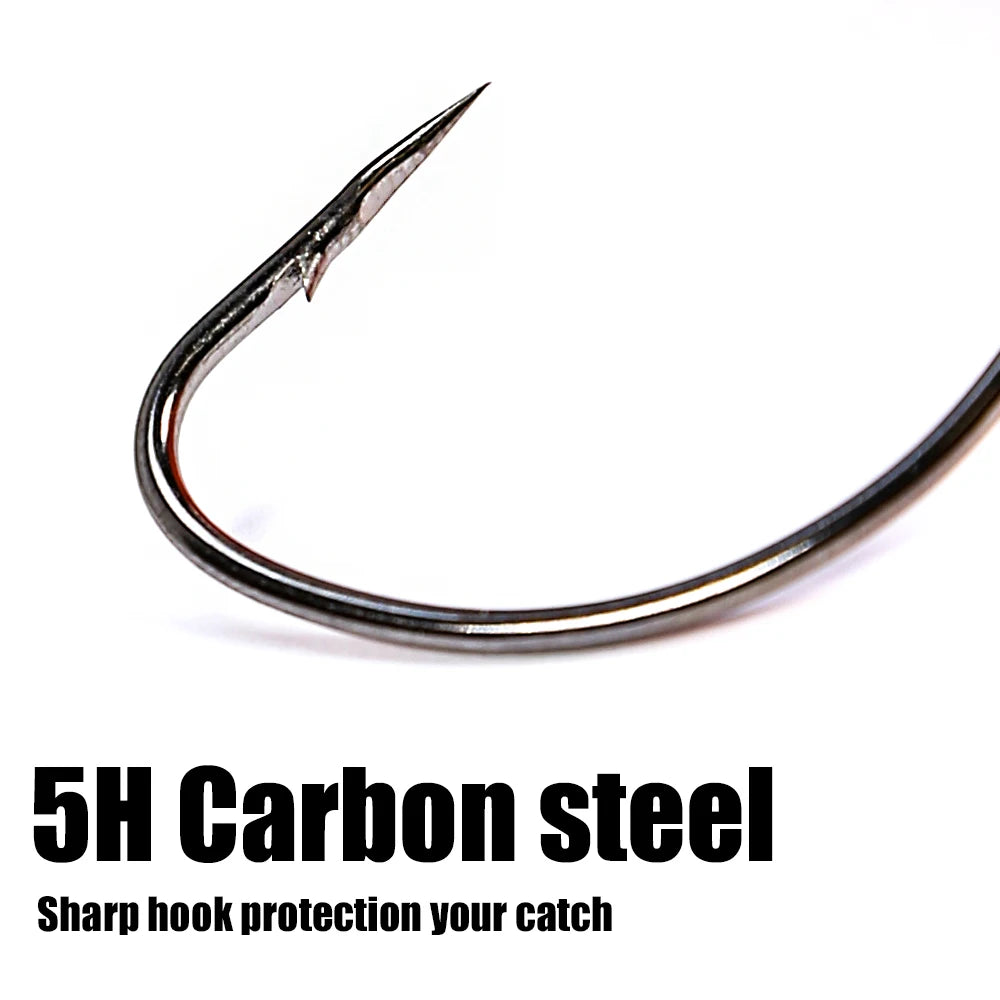 B&U 50-Pack EWG Offset Worm Hooks – Carbon Steel Crank Hooks Fishing Hooks P3